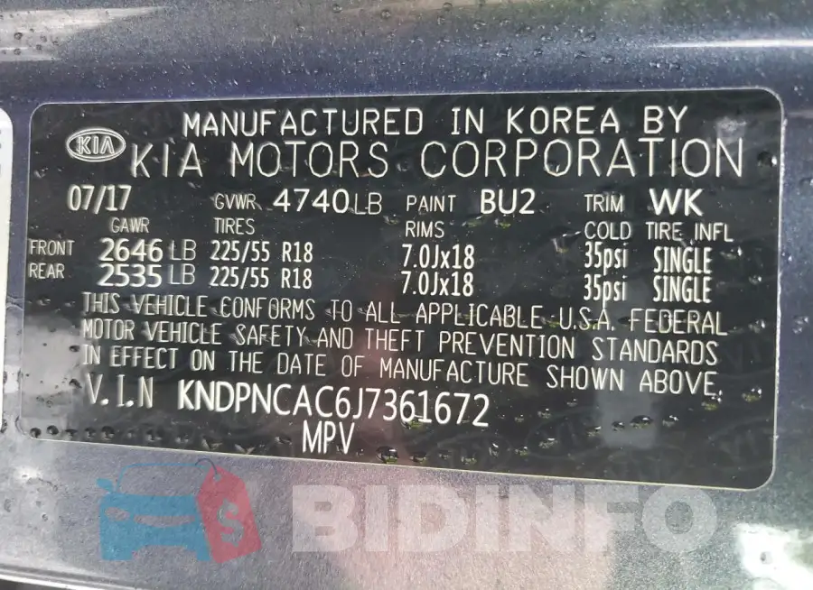 KNDPNCAC6J7361672 Photo# 13