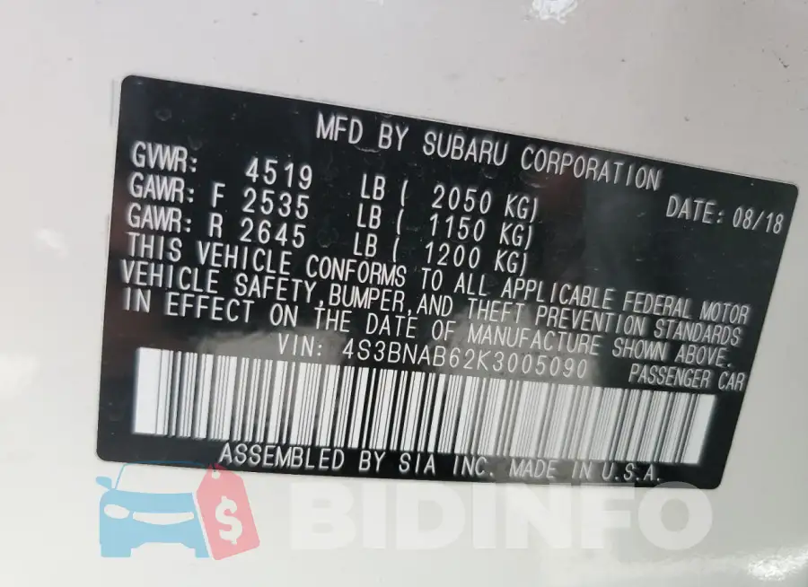 4S3BNAB62K3005090 Photo# 12