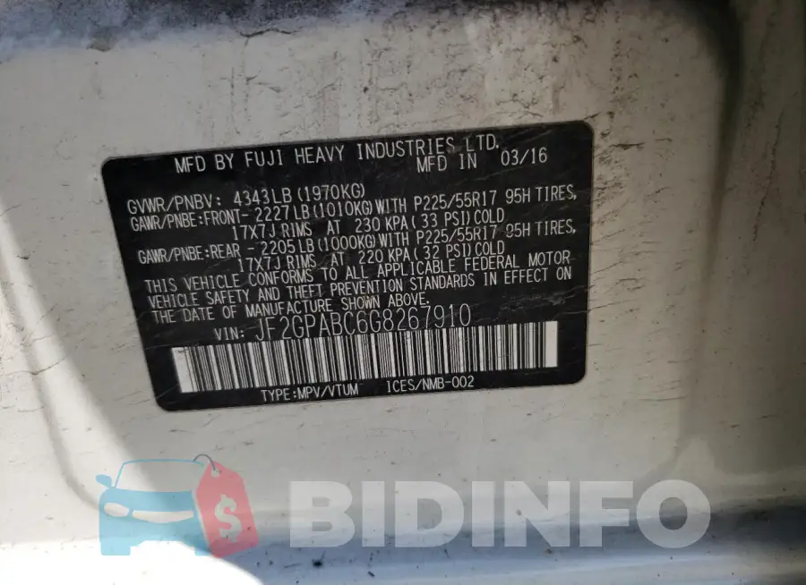 JF2GPABC6G8267910 Photo# 13