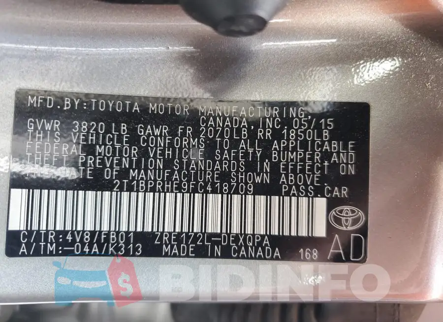 2T1BPRHE9FC418709 Photo# 13