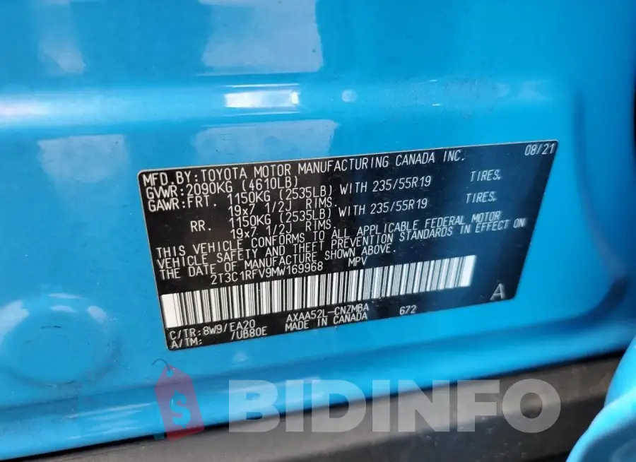 2T3C1RFV9MW169968 Photo# 13