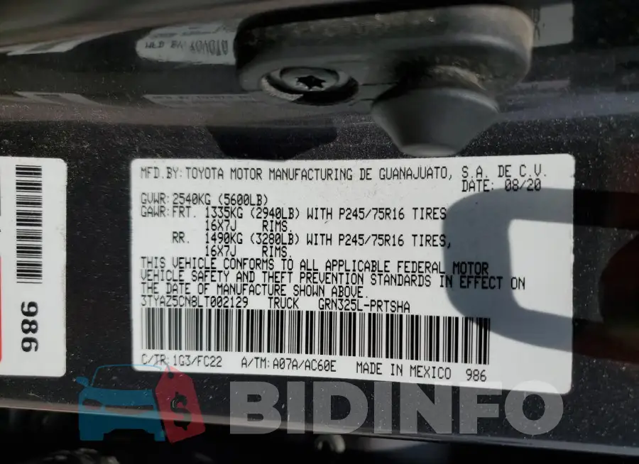 3TYAZ5CN8LT002129 Photo# 12