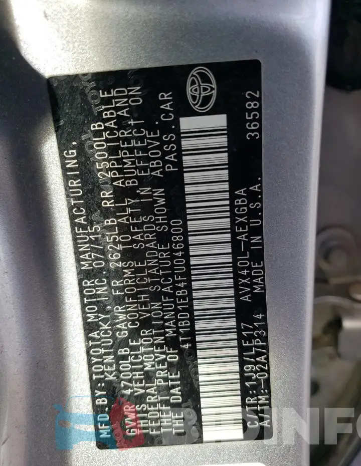 4T1BD1EB4FU046800 Photo# 12
