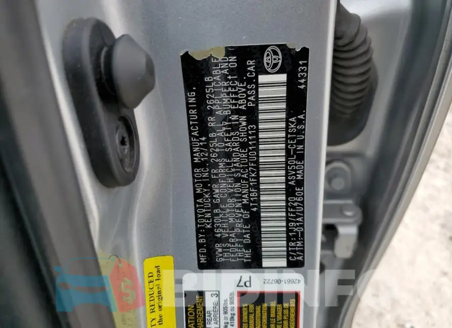 4T1BF1FK7FU011113 Photo# 12