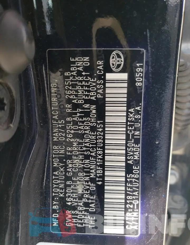 4T1BF1FK8FU932451 Photo# 12