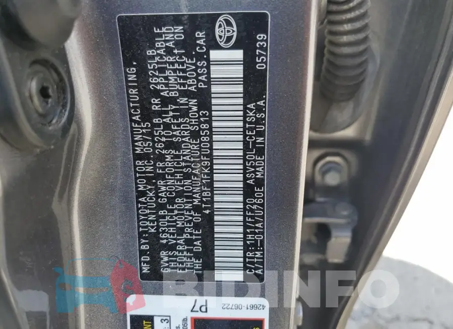 4T1BF1FK9FU085813 Photo# 13