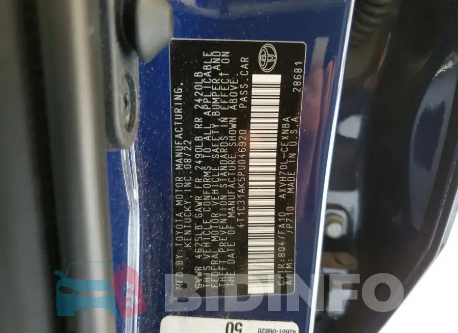 4T1C31AK5PU046920 Photo# 12