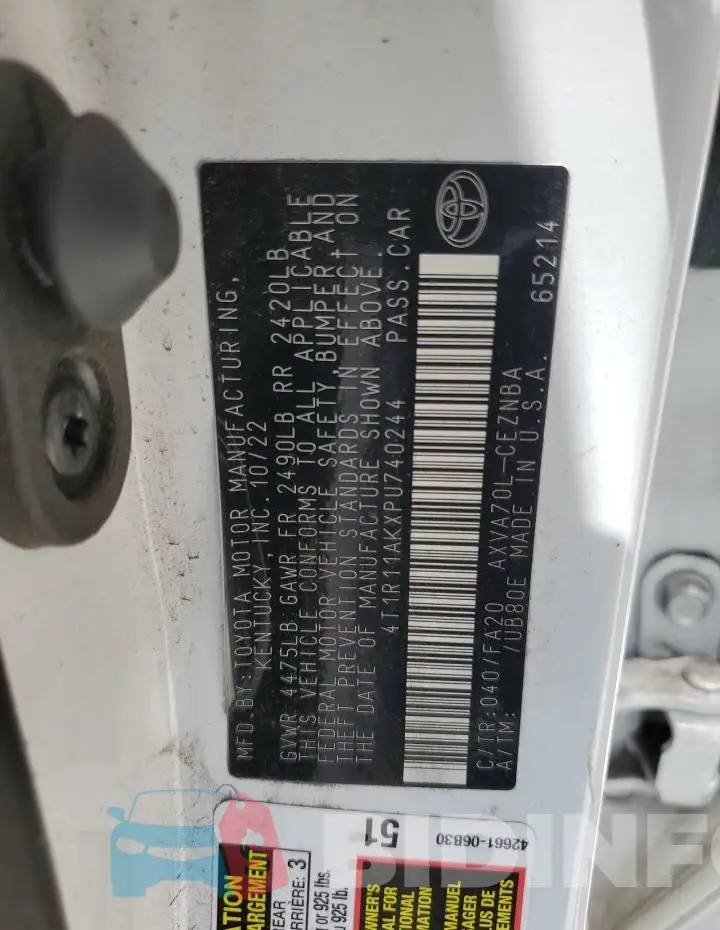 4T1R11AKXPU740244 Photo# 12