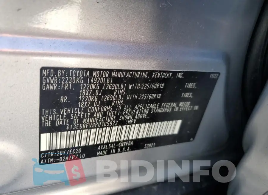 4T3E6RFV8PU105922 Photo# 13