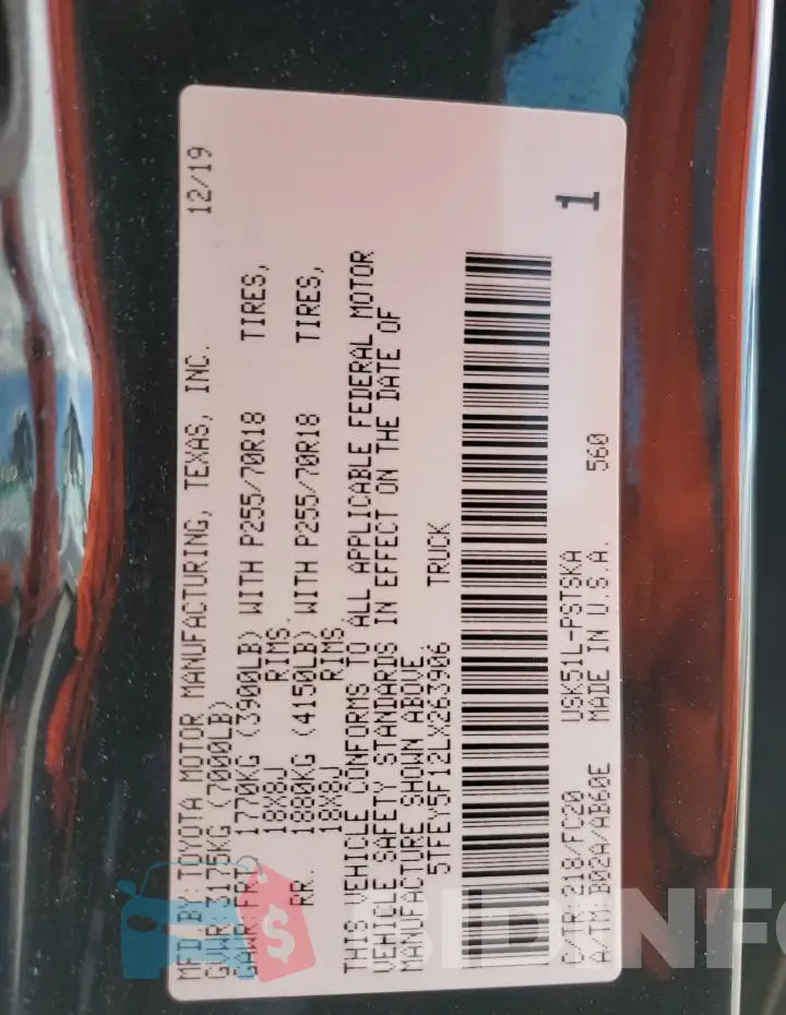 5TFEY5F12LX263906 Photo# 12