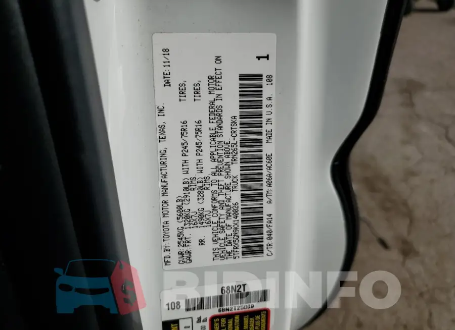 5TFRX5GN9KX140026 Photo# 13