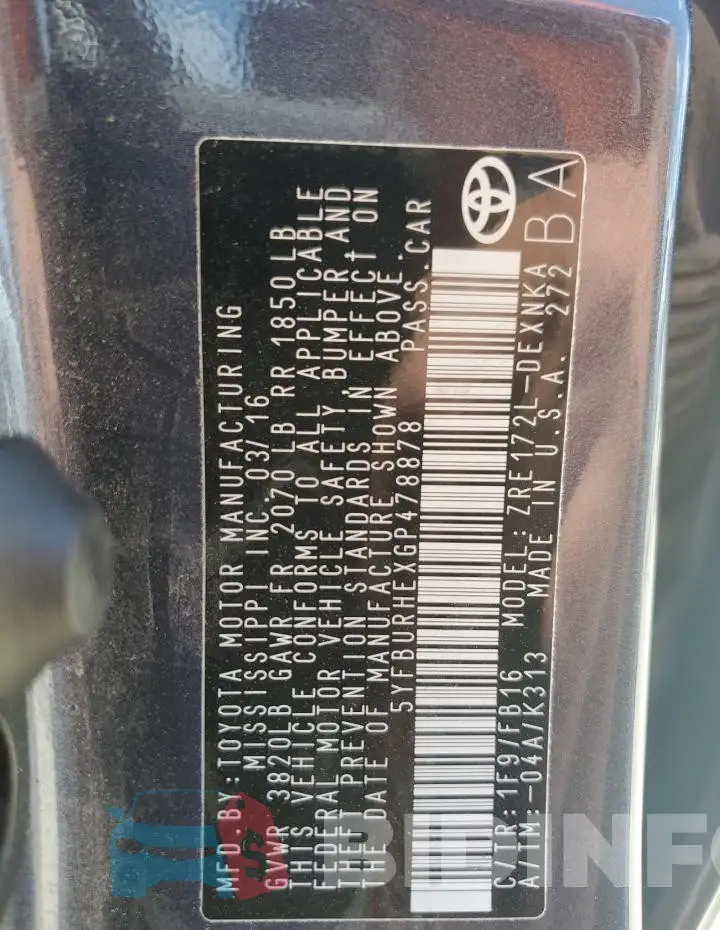 5YFBURHEXGP478878 Photo# 13