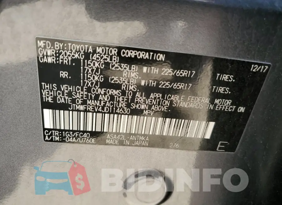 JTMWFREV4JD114630 Photo# 13