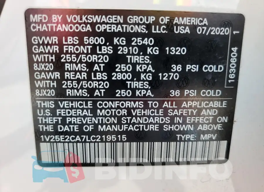 1V25E2CA7LC219515 Photo# 14