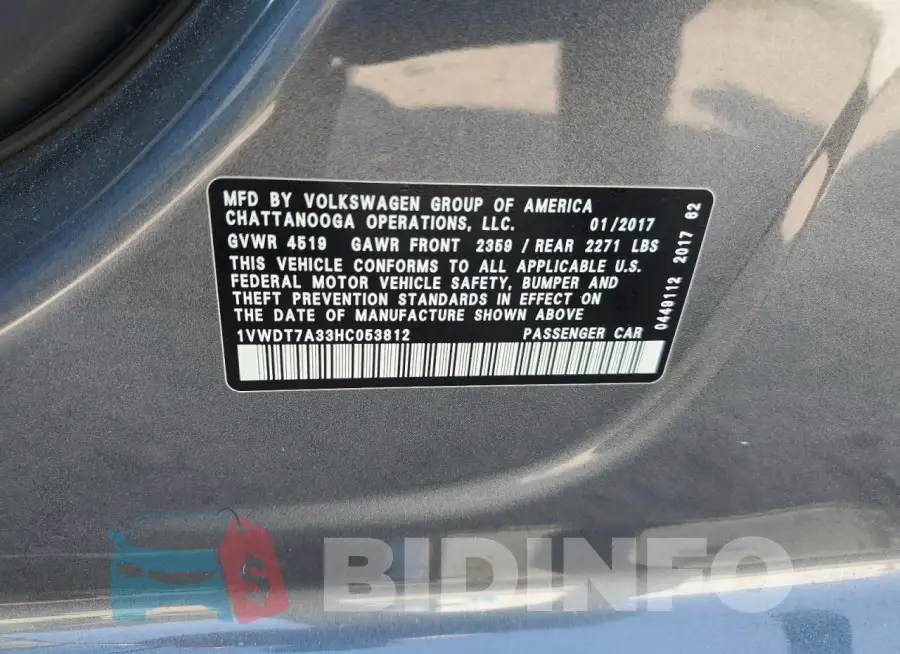 1VWDT7A33HC053812 Photo# 13