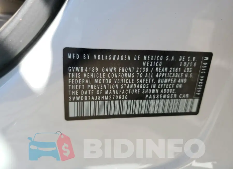 3VWDB7AJ8HM270630 Photo# 12