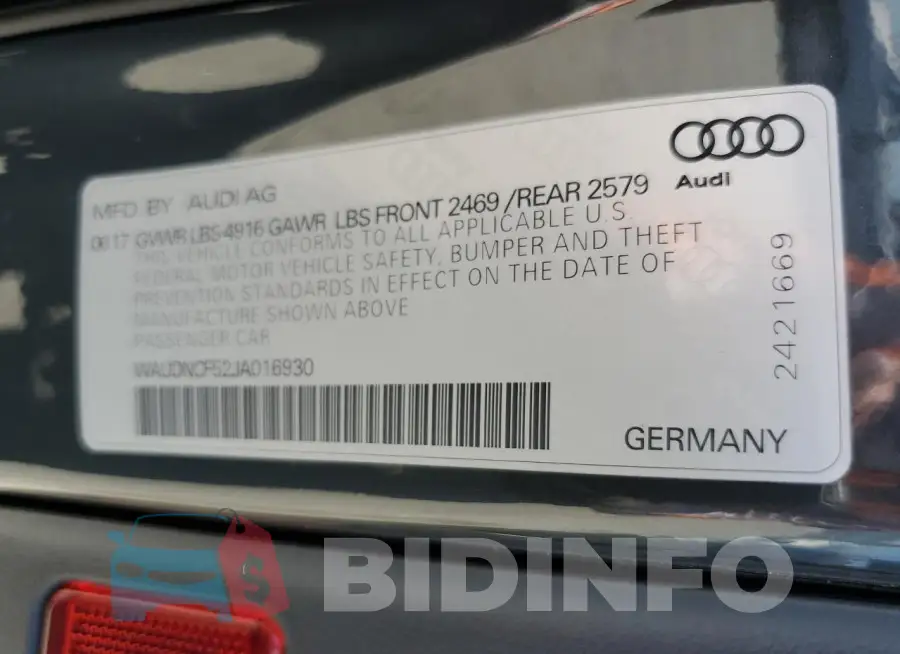 WAUDNCF52JA016930 Photo# 12