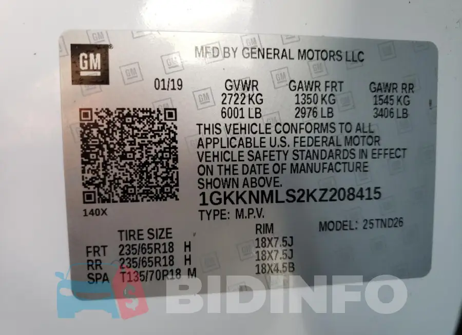 1GKKNMLS2KZ208415 Photo# 14