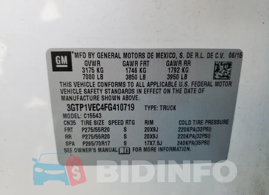 3GTP1VEC4FG410719 Photo# 12