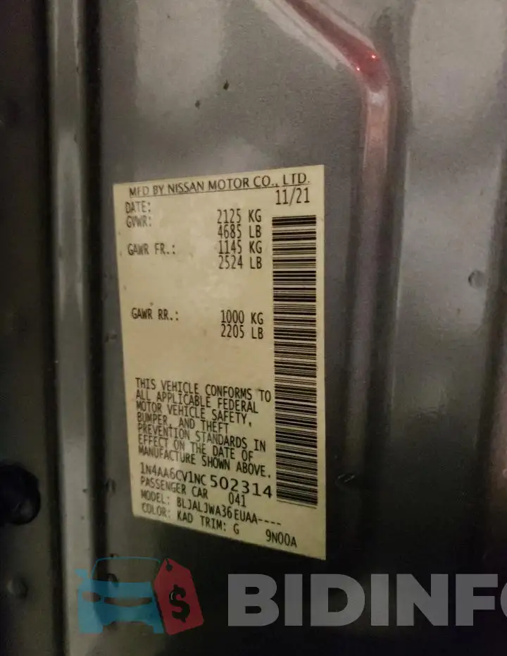 1N4AA6CV1NC502314 Photo# 12