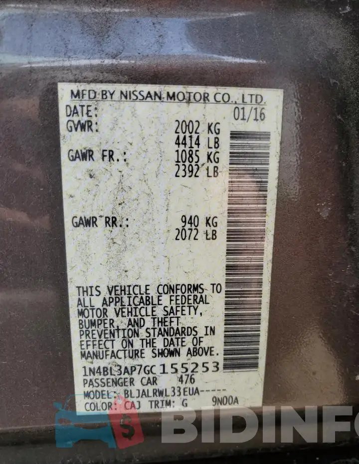 1N4BL3AP7GC155253 Photo# 12