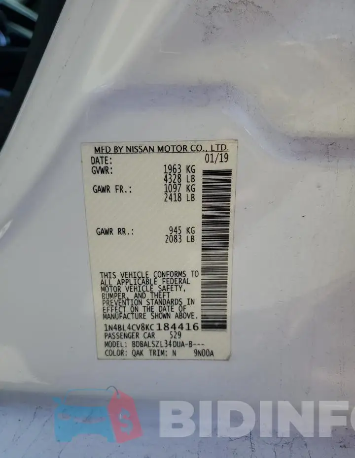 1N4BL4CV8KC184416 Photo# 12