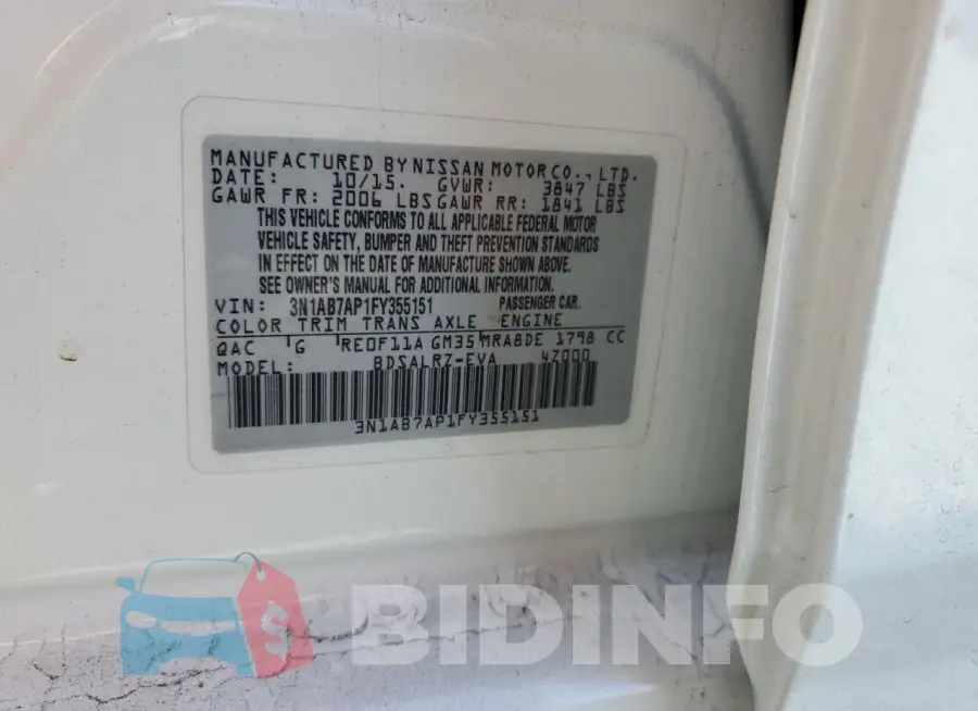 3N1AB7AP1FY355151 Photo# 13