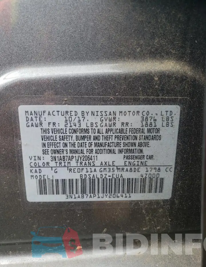 3N1AB7AP1JY206411 Photo# 12