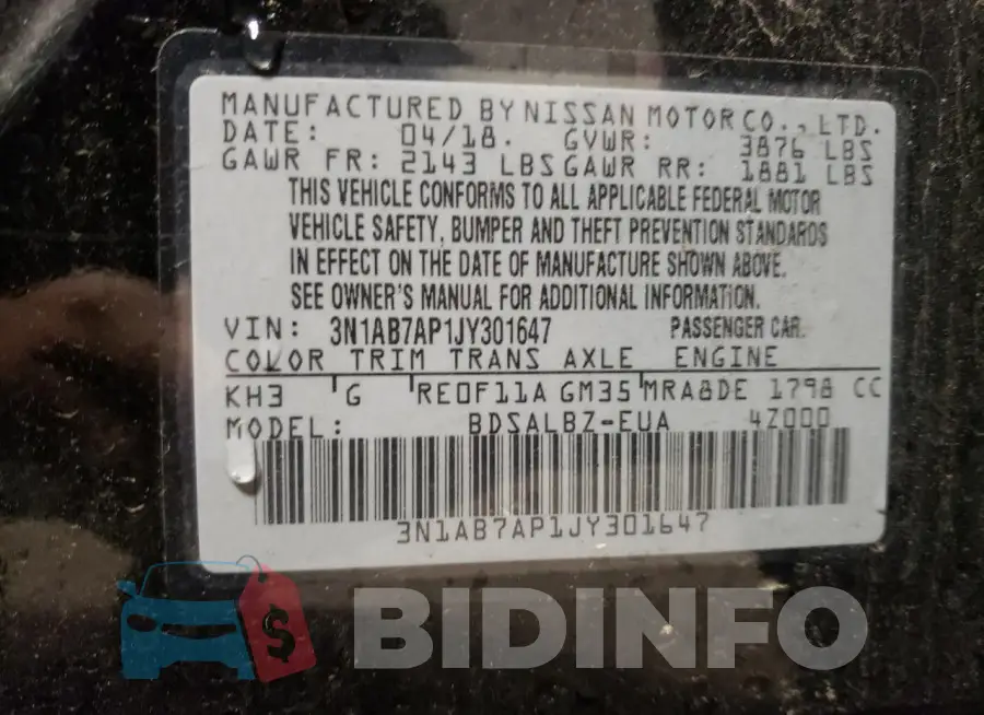 3N1AB7AP1JY301647 Photo# 13