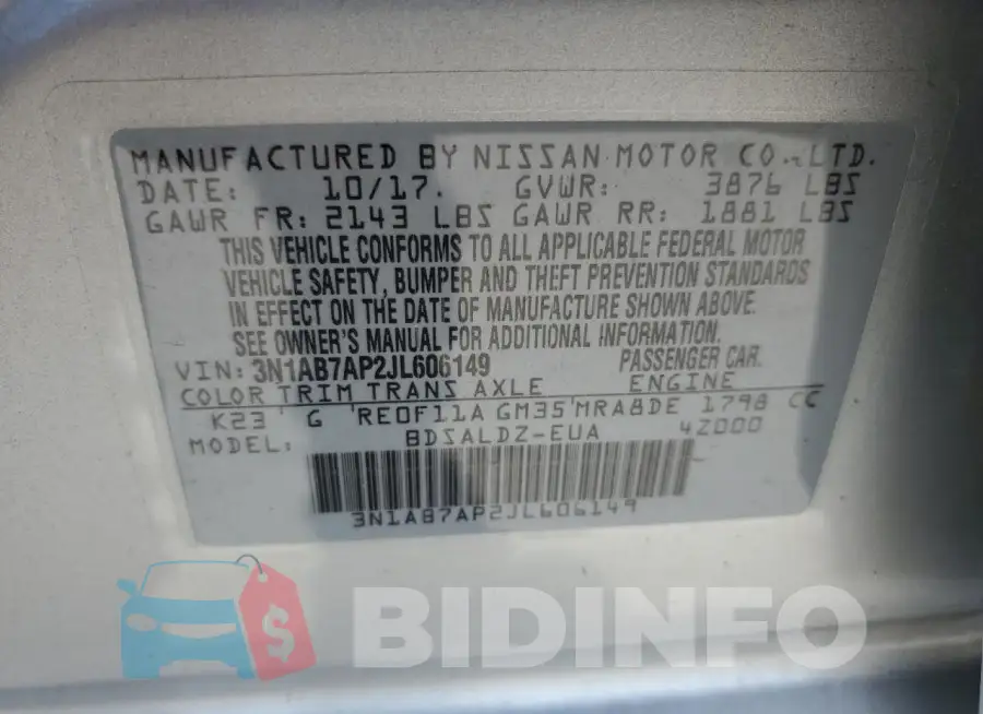 3N1AB7AP2JL606149 Photo# 12