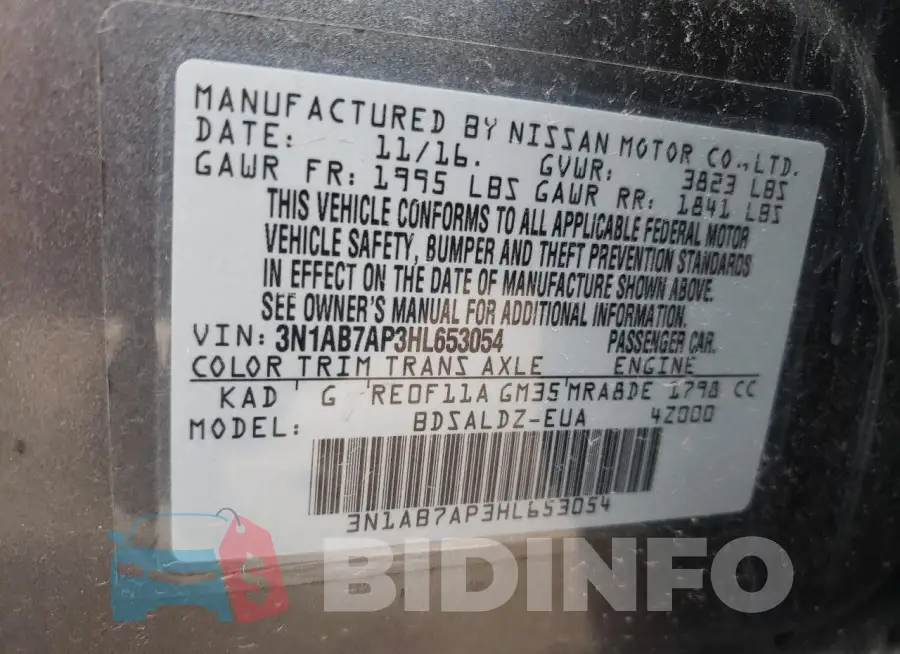 3N1AB7AP3HL653054 Photo# 12