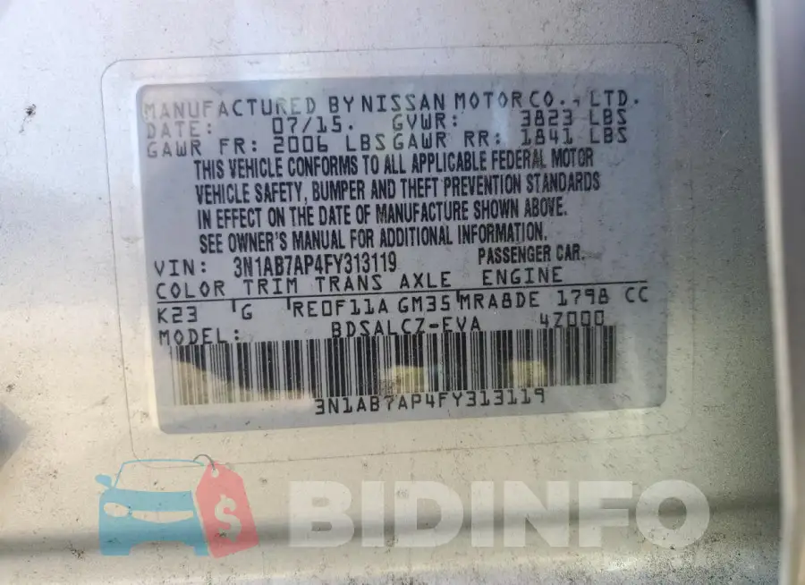 3N1AB7AP4FY313119 Photo# 12