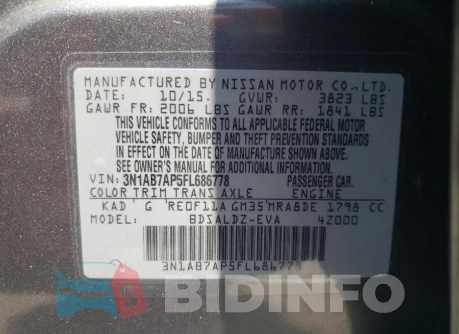 3N1AB7AP5FL686778 Photo# 12