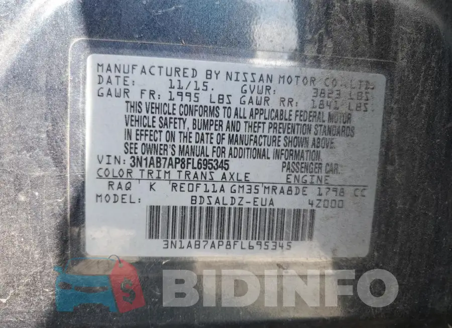 3N1AB7AP8FL695345 Photo# 12