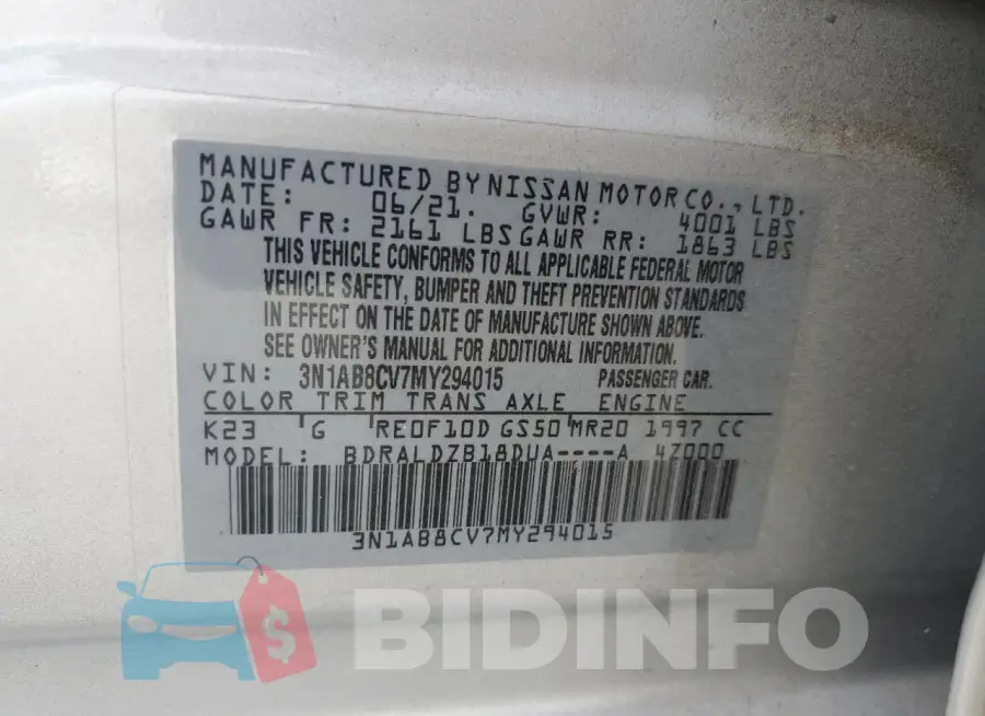 3N1AB8CV7MY294015 Photo# 12
