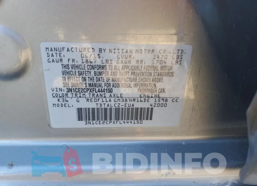 3N1CE2CPXFL444150 Photo# 13