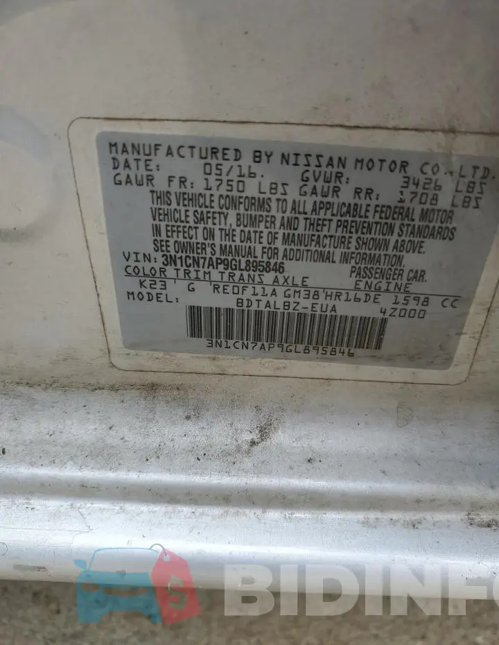 3N1CN7AP9GL895846 Photo# 12