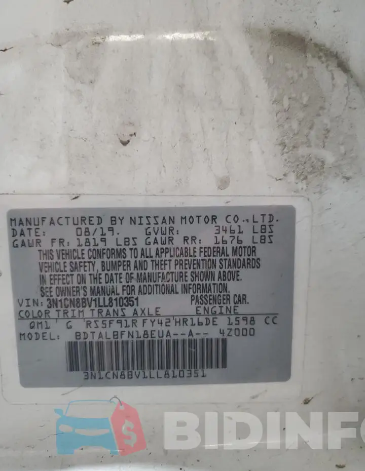 3N1CN8BV1LL810351 Photo# 12