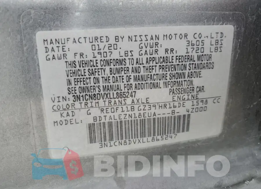 3N1CN8DVXLL865247 Photo# 12