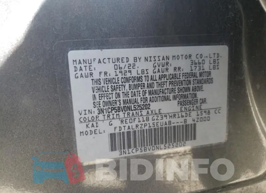 3N1CP5BV0NL525202 Photo# 13