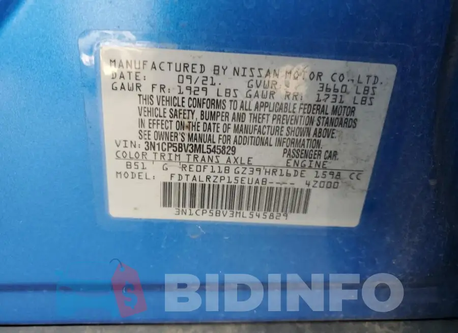 3N1CP5BV3ML545829 Photo# 13