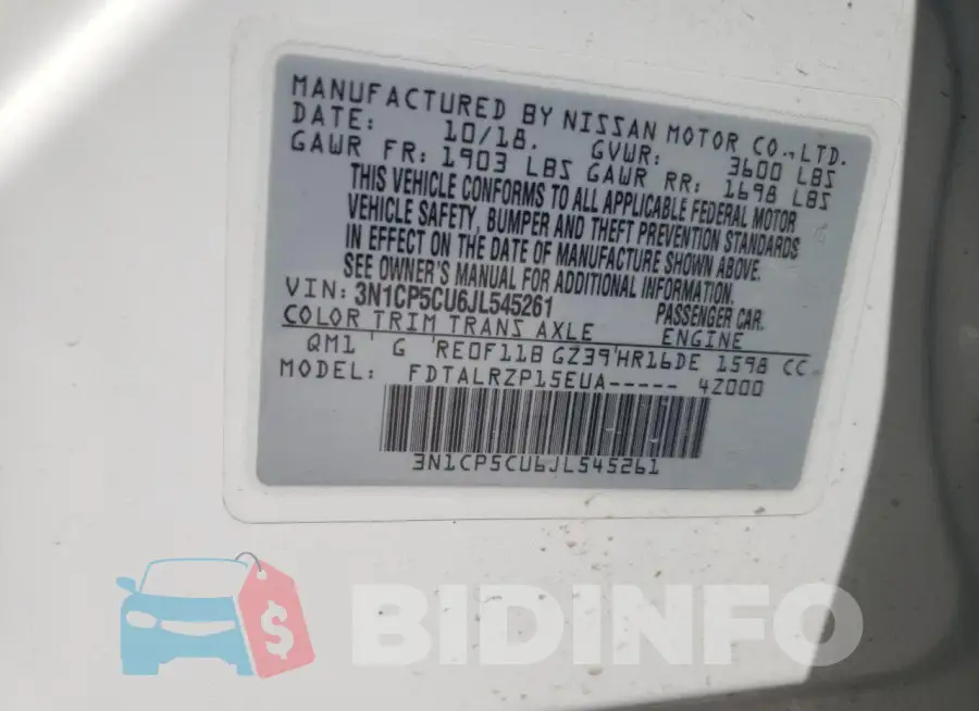 3N1CP5CU6JL545261 Photo# 13
