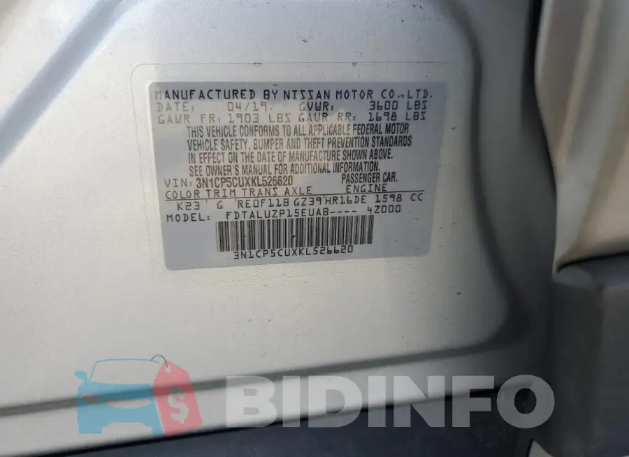 3N1CP5CUXKL526620 Photo# 13