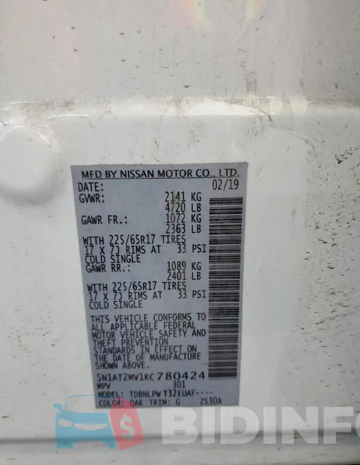 5N1AT2MV1KC780424 Photo# 13