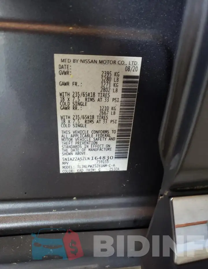 5N1AZ2AS2LN164830 Photo# 14