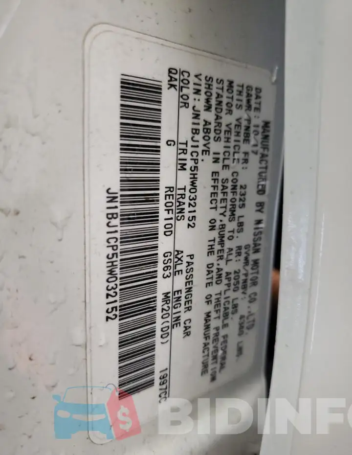 JN1BJ1CP5HW032152 Photo# 13