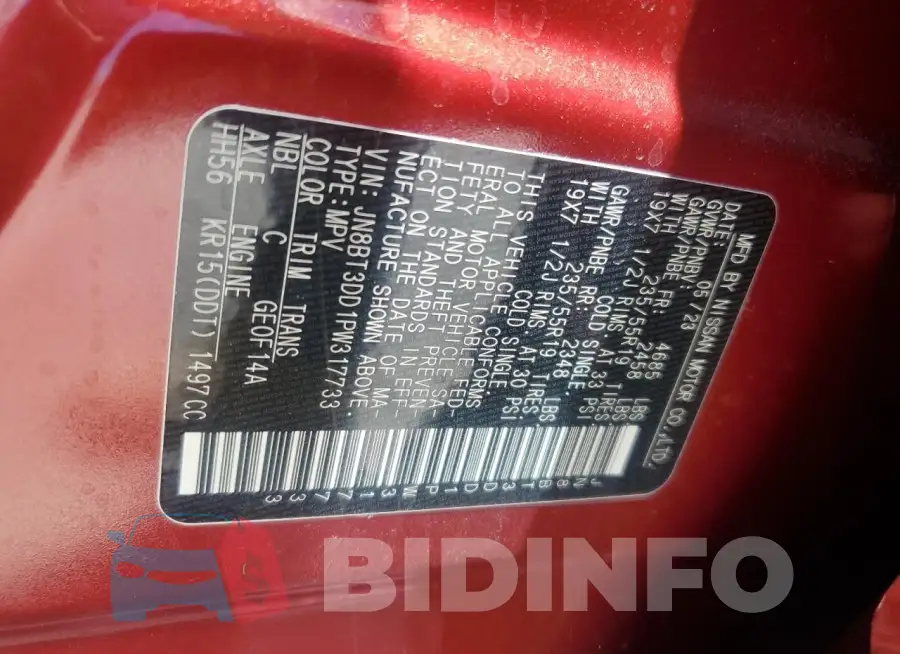 JN8BT3DD1PW317733 Photo# 13