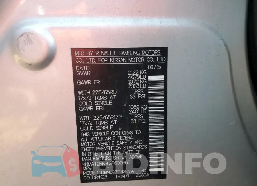 KNMAT2MV4GP600860 Photo# 13