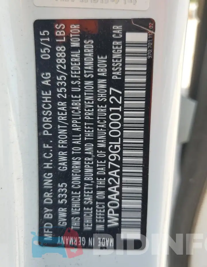 WP0AA2A79GL000127 Photo# 12