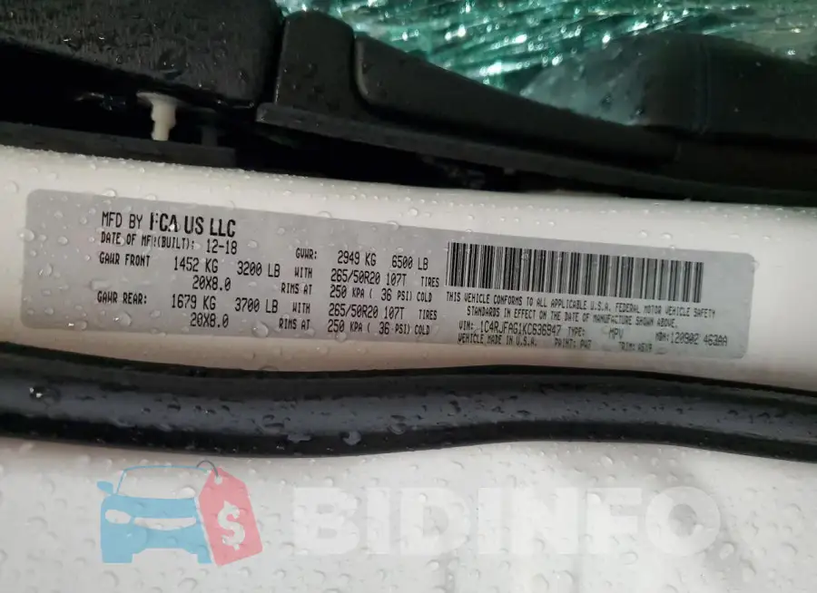 1C4RJFAG1KC636947 Photo# 14